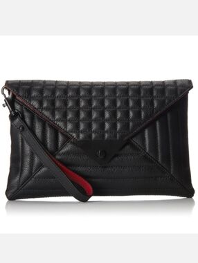 L.A.M.B. Clutch Black Leather Envelope Bag Wristlet Quilted